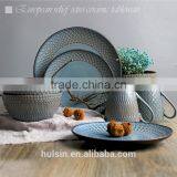 Embossing Vintage Style Porcerlain 16 Piece Ceramic Stoneware Dinner Set thumbnail-4