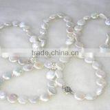 Wholesale AA 13-14mm White Coin Freshwater Pearl Bracelet thumbnail-2