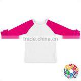 Baby Raglan Ruffle Shirt Girls Solid Ruffle Tops Children Boutique Clothing Wholesale thumbnail-6