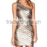 2015 Women's One-shoulder Paillette Brief Paragraph Sleeveless Backless Evening Dress HSD482121 thumbnail-1