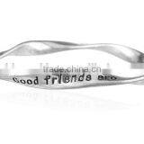 Good Friend Custom Engraved Bangle Fashion Design Friendship Bangles Twist Metal Bangle for Friend Gifts thumbnail-6
