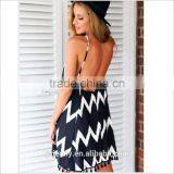 Europe Women Ethnic White Stripped Beach Wear Mini Backless Dress thumbnail-3