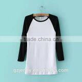 Wholesale Girls Sports Baseball Tee Women Camisetas Femininas Ropa Mujer Contrast Sleeve Raglan T Shirt thumbnail-3