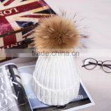 Factory Wholesale Knitted Hat With Real Raccoon Fur Ball thumbnail-6