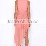 Elegant High-low Designer One Piece Party Dress Woman Pleated Coral Party Dresses thumbnail-5