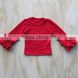 XF-033 Wholesale Children's Boutique Clothing Kids Plain Ruffle Blank Icing Raglan Girls Long Sleeve Boutique Kids Shirts thumbnail-4