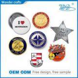 2d Star Shape Pressing Aluminum Alloy Fake Gold Silver Safety Pin Employee Recognition Badge