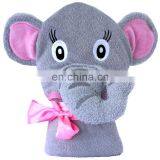 Pretty Pink 100% Cotton Bamboo Baby Hooded Towel Custom Cute Kids Elephant Baby Towel