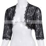 Belle Poque Womens Ladies Wedding Bridal Bridesmaid 3/4 Sleeve Black Lace Shrug Bolero BP000319-1 thumbnail-2