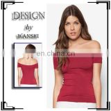 Wholesale Off Shoulder Tunic Tops Fashion Design Red Ladies Blouses & Tops