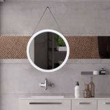 Modern Stainless Steel Frame Decorative Wall Mirror Decor Wall Round Mirror With Leather Strap thumbnail-3