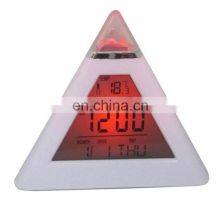 7 Colors Changed Night Lighting Digital Thermometer Triangle Digital Clock Led