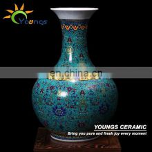 H54cm Big Blue Ceramic Decorative Floor Vases For Home Hotel