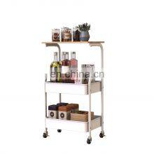 New Design Bedroom 3-Tier Rolling Cart With Tabletop Metal Ultility Cart