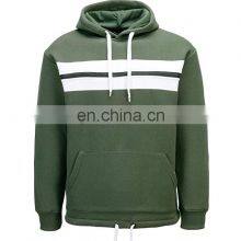 Latest 2022 Design Bottom Drawstring Pullover Hoodies Sweatshirts Forest Green Front Custom Striped Hoodie of Men Sweatshirt thumbnail-1
