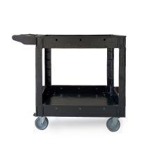 Practical Service Vehicle, 2 Shelves, 550 Pound Heavy-duty Plastic Rolling Utility Vehicle With 360 ° Rotating Wheels, Medium Lip Frame, Ergonomic Storage Handle, Suitable for Warehouse, Garage, Cleaning Office thumbnail-3