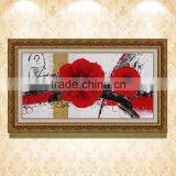 Hand Painted Red Flower Modern Home Decorative Canvas Wall Art Framed Oil Painting Wz-289 thumbnail-1