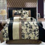 7 Pcs Gorgeous Flocking Leaf Comforter Set Bed In Cream Black Brown Color thumbnail-1