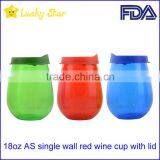 BPA Free 18oz Plastic Single Wall Red Wine Cups With Lid and FDA Standard thumbnail-2