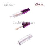 Purple lip gloss sample tube with brush, cute empty clear lip gloss containers