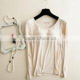 Modal BraT-Shirt Tank Top Long Sleeve Wiith Cup SportsWear thumbnail-2