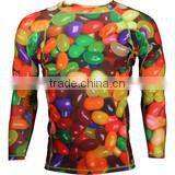 Polyester Spandex Long Sleeves Compression Shirt / Rash Guard With Hypnotik Jelly Bean Design