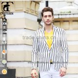 2016 hot new products New Fashion White and Black Stripe One Button Slim Fit Business Men's Blazer for man