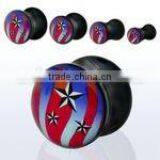 Black Acrylic Plug With Three Stars Logo thumbnail-1