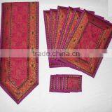 Placemats and Coaster in Pink Color Indian Silk Table Runner thumbnail-1
