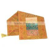 Stripe Design Yellow Border Colour Silk Table Runner thumbnail-3