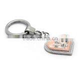 Heart Shaped Pink Enamel Keychain With Stones thumbnail-2