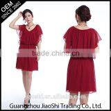 Latest Dress Designs Photos Short Sleeve Wine Color V-neck Sexy Plus Size Women Dress thumbnail-1