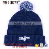 Acrylic Embroidered Mens Knit Beanie Pom Pom Hat thumbnail-1