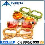 Beautiful Design Love Shape Colorful Wine Red Lens Polarized Wood Sun Glass