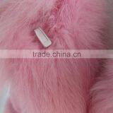 Children Pink Rabbit Fur Coat With Fox Fur Trim thumbnail-3