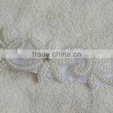 Pearl Flower Fancy Chain Iron on Rhinestone Trim Bridal Sash Belt thumbnail-4