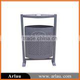 BS01c Arlau Durable Single Outdoor Metal Trash Bin With Ashtray thumbnail-1