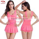 Skirt Cover Belly Thin Waist Siamese Swimsuit Sey Girls Gather Spa Conservative Swimwear thumbnail-5