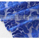 Applique Blue Rose Embroidery Tulle Lace Fabric Chemical Mesh Guipure Dress Fabric thumbnail-5