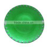 GRS Color Green Beaded Wedding Diamond Plastic Charger Plates thumbnail-1