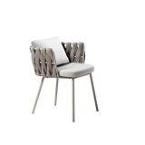 Dining Table And Chair Aluminum Frame10mm Tempered Glass 5CM Axversionn Cushion Rope Weave thumbnail-3