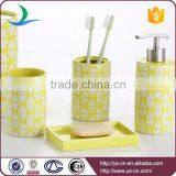 China Factory Directly Ceramic Yellow Bathroom Accessories Set thumbnail-2