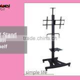 Rotate LCD TV Screen Holder Floor Stand Cart With Adjustable Projector Rack thumbnail-2