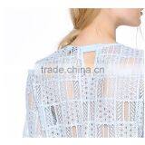 Fashion Latest Trendy High Fashion Crochet Fabric Women Transparent Blouse With Half Sleeve thumbnail-5