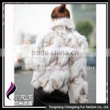 CX-G-A-260 Women Fashion Fox Fur Collar Fox Fur Real Fur Winter Jacket thumbnail-2
