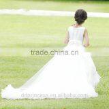 High Quality Lovely Lace Flower Girl Dress for Wedding Trailing White Wedding Gown thumbnail-5