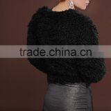 Promotion Price Black Woman Faux Fur Short Coat Lady Curly Sheep Fur Jackets thumbnail-6