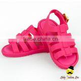 Wholesale Children Summer Plain Dark Pink Soft Silicone Metal Clips Gladiator Little Girl Flattie Holiday Snadals Shoes thumbnail-4