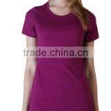 Ladies Claret-red T-shirt With Short Sleeve V-neck 100 % Cotton thumbnail-1