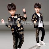 new fashion handsome kids dance costume and print bright skull pattern with pant coat design sets